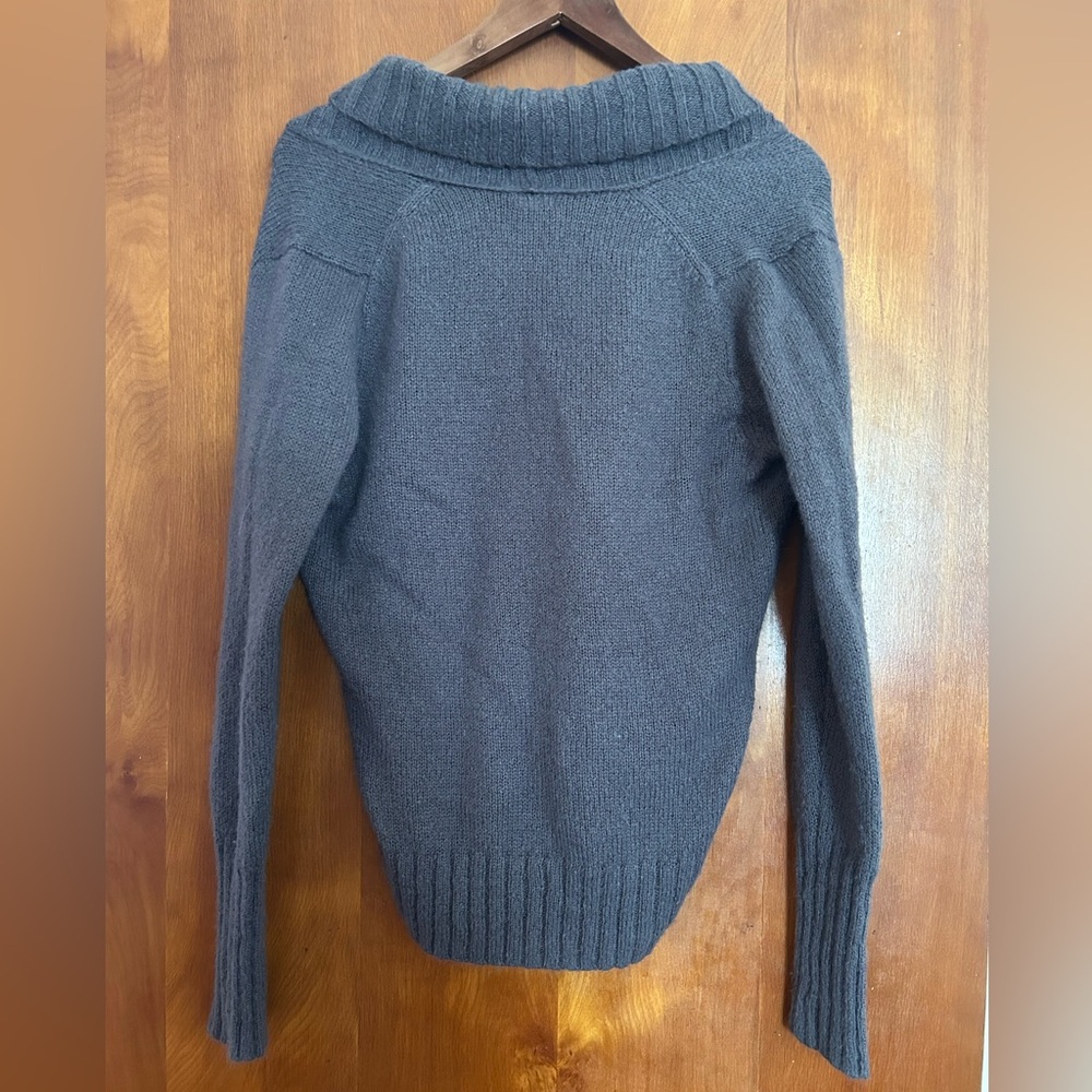 J. Crew Wool/Mohair Blend Gray Shawl neck Sweater, GUC, Size Med - Picture 2 of 6